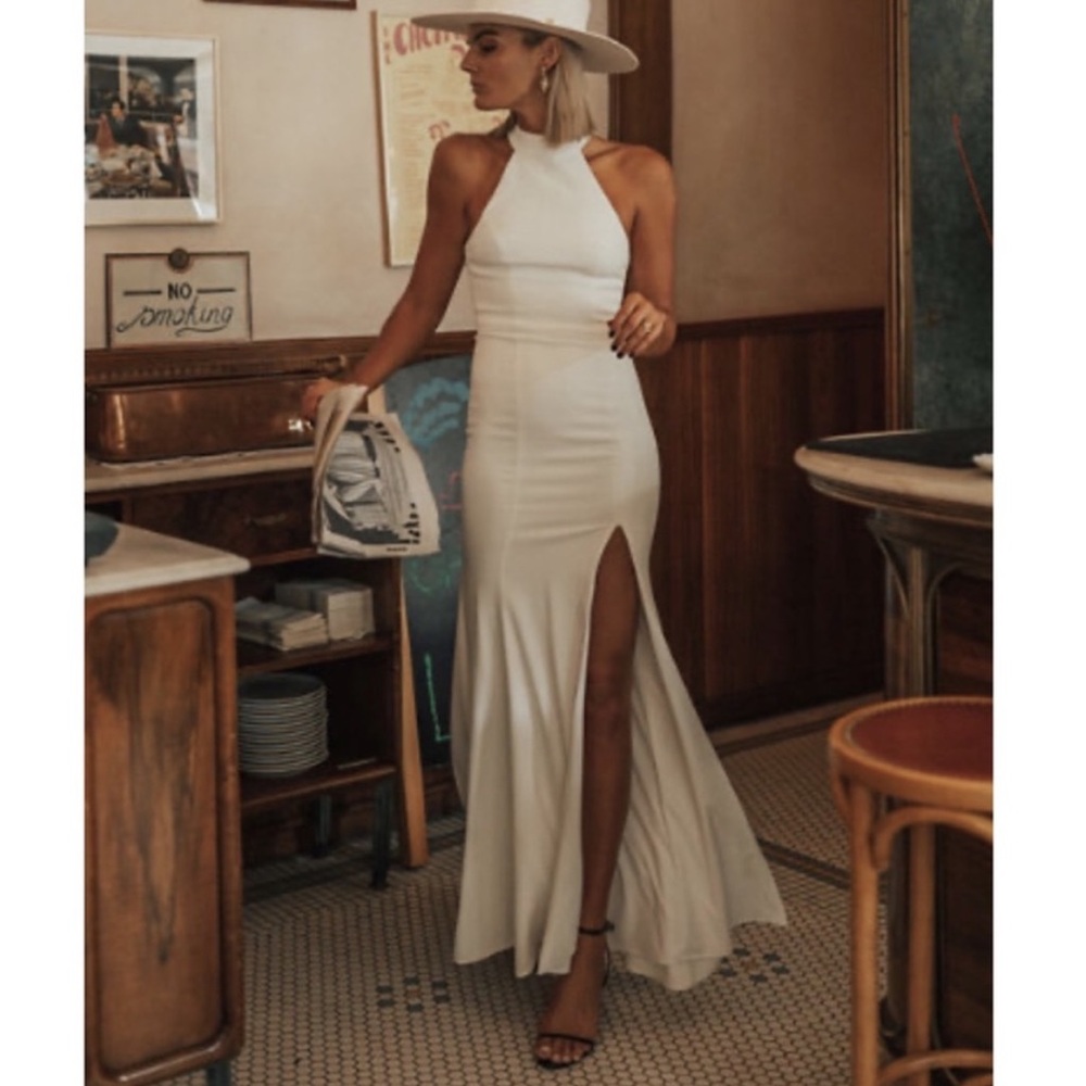 BHLDN BHLDN Montreal Crepe Halter Dress minimalist ivory